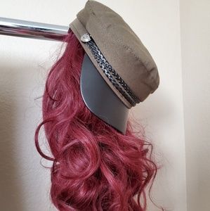 Olive and Faux Leather Newsboy Cap